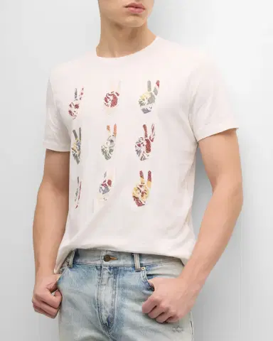 JOHN VARVATOS Men's Multi Peace Hand T-Shirt | Thumbnail 6
