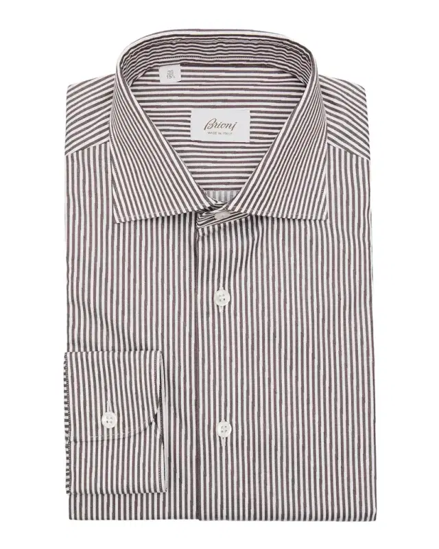 Brioni Men 's Cotton Bengal Stripe Dress Shirt