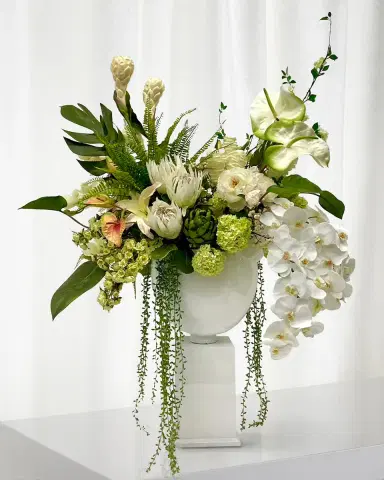 Winward Home Deluxe Tropical 52" Faux Floral Arrangement in Resin Pot with Stand | Thumbnail 1 Winward Home Deluxe Tropical 52" Faux Floral Arrangement in Resin Pot with Stand | Thumbnail 1