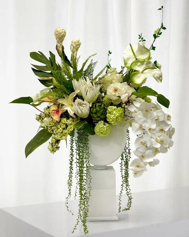 Winward Home Deluxe Tropical 52" Faux Floral Arrangement in Resin Pot with Stand