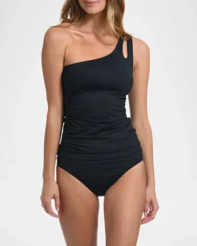 La Blanca Island Goddess One-Shoulder Keyhole Tankini Swim Top | Thumbnail 2 La Blanca Island Goddess One-Shoulder Keyhole Tankini Swim Top | Thumbnail 2