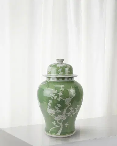 Winward Home Plum Blossom Porcelain Jar, 18" | Thumbnail 1 Winward Home Plum Blossom Porcelain Jar, 18" | Thumbnail 1