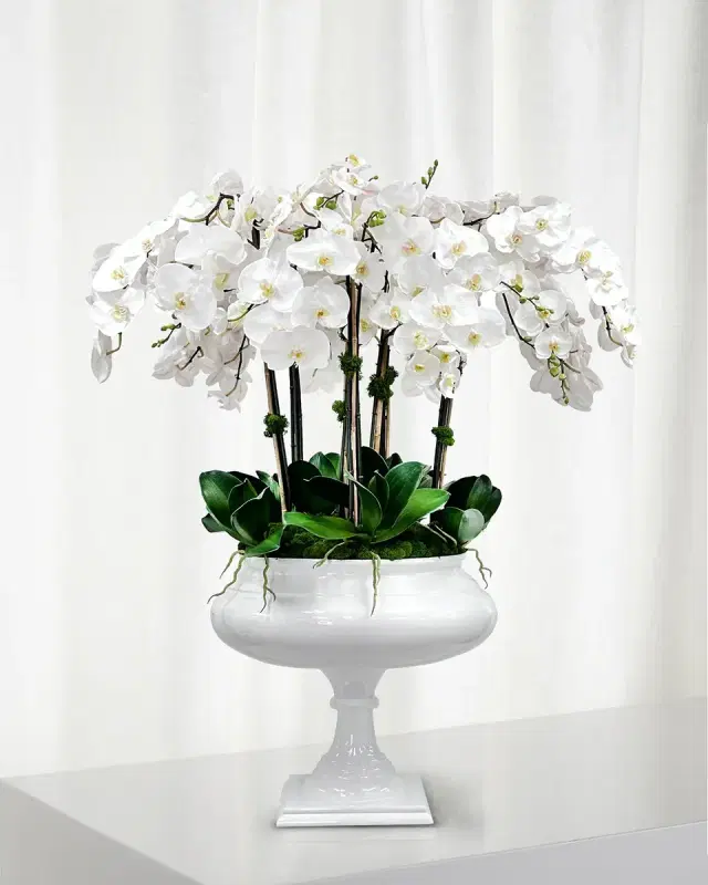 Winward Home Orchid 47" Faux Floral Arrangement in Footed Roman Planter
