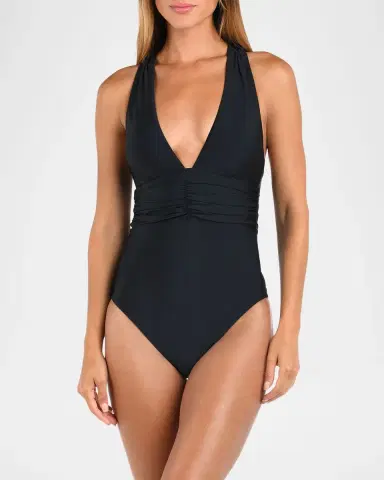 Sunshine 79 Solids V-Plunge One-Piece Swimsuit | Thumbnail 2 Sunshine 79 Solids V-Plunge One-Piece Swimsuit | Thumbnail 2