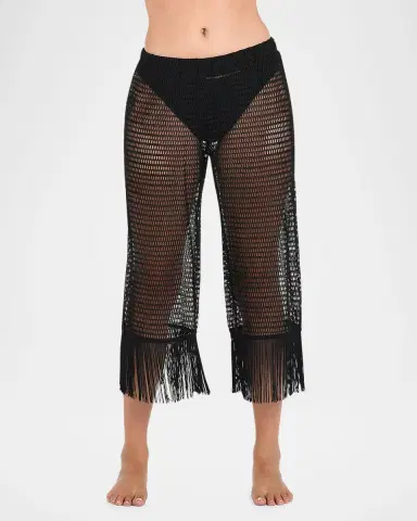 La Blanca Open-Knit Crochet Cropped Pants | Thumbnail 2
