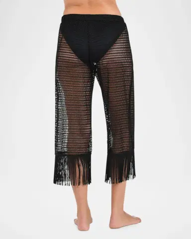 La Blanca Open-Knit Crochet Cropped Pants | Thumbnail 3