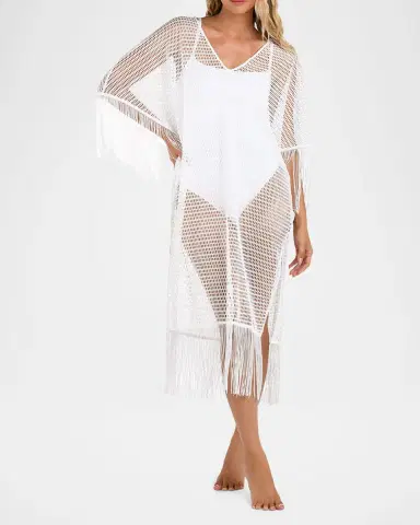 La Blanca Open-Knit Crochet Caftan Coverup | Thumbnail 2 La Blanca Open-Knit Crochet Caftan Coverup | Thumbnail 2