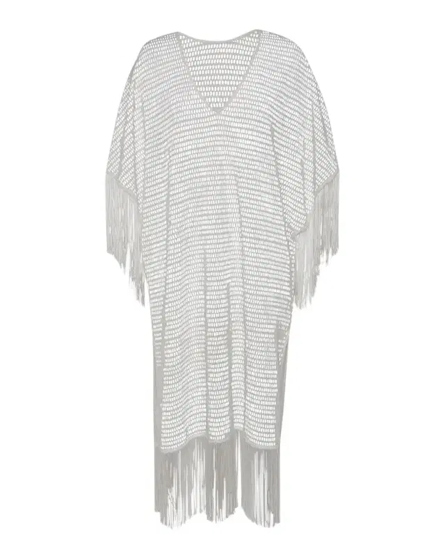 La Blanca Open-Knit Crochet Caftan Coverup