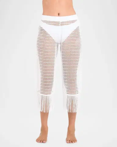 La Blanca Open-Knit Crochet Cropped Pants | Thumbnail 2