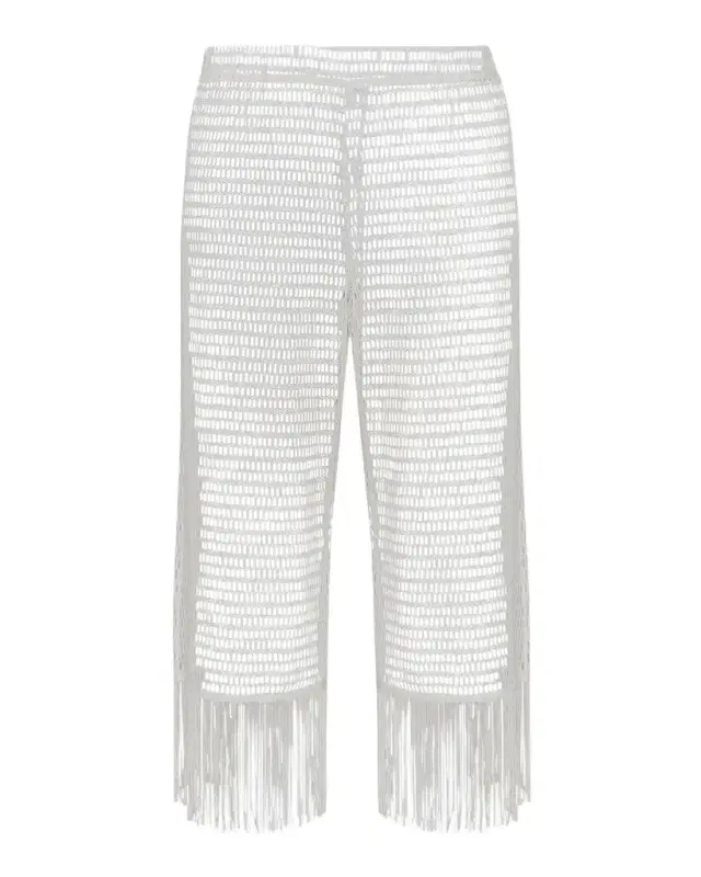 Open-Knit Crochet Cropped Pants