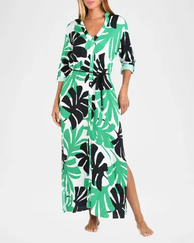 Sunshine 79 Monstera Maxi Shirtdress | Thumbnail 2 Sunshine 79 Monstera Maxi Shirtdress | Thumbnail 2