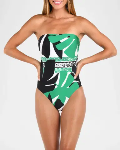Sunshine 79 Monstera Bandeau One-Piece Swimsuit | Thumbnail 2 Sunshine 79 Monstera Bandeau One-Piece Swimsuit | Thumbnail 2