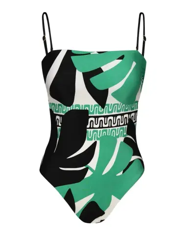 Sunshine 79 Monstera Bandeau One-Piece Swimsuit | Thumbnail 1 Sunshine 79 Monstera Bandeau One-Piece Swimsuit | Thumbnail 1