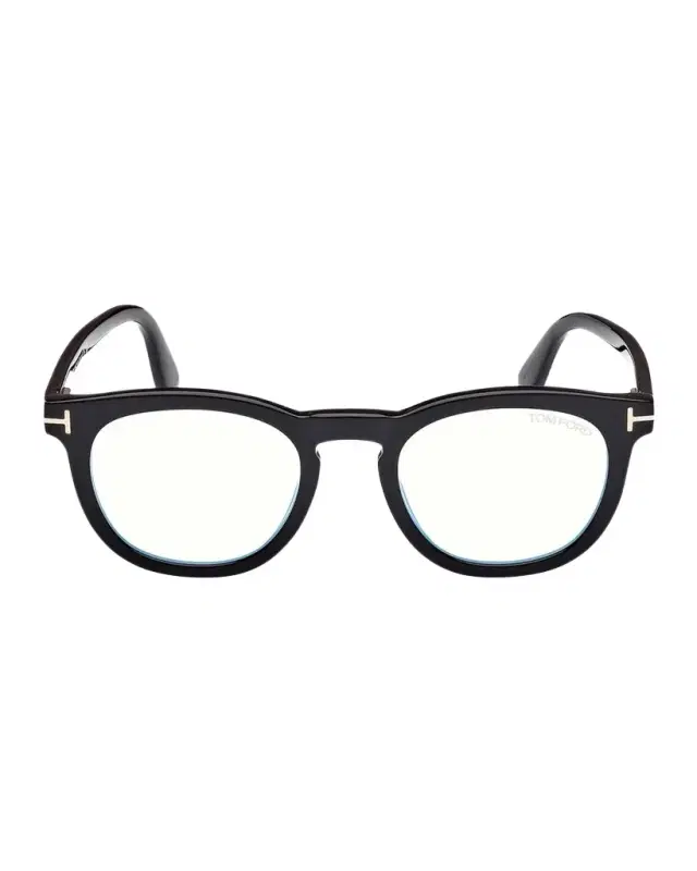 TOM FORD Men 's FT5993-BM Round Blue-Block Optical Frames with Magnetic Sunglasses Clip