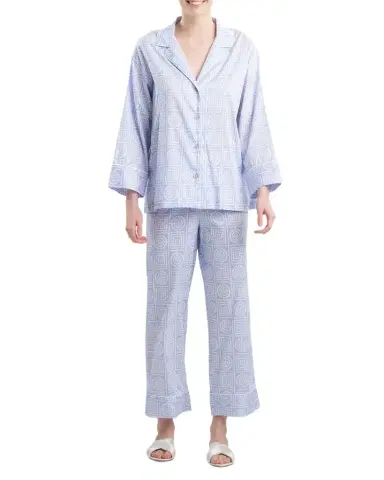 Natori Cropped Infinity-Print Cotton Pajama Set | Thumbnail 1 Natori Cropped Infinity-Print Cotton Pajama Set | Thumbnail 1