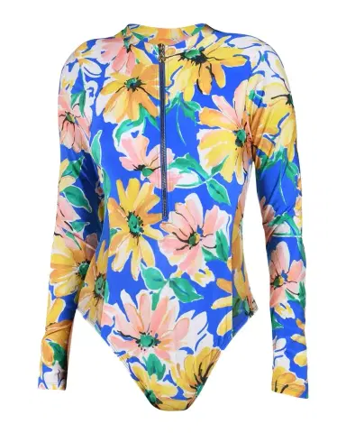 Sunshine 79 Sunflower Rashguard One-Piece Swimsuit | Thumbnail 1