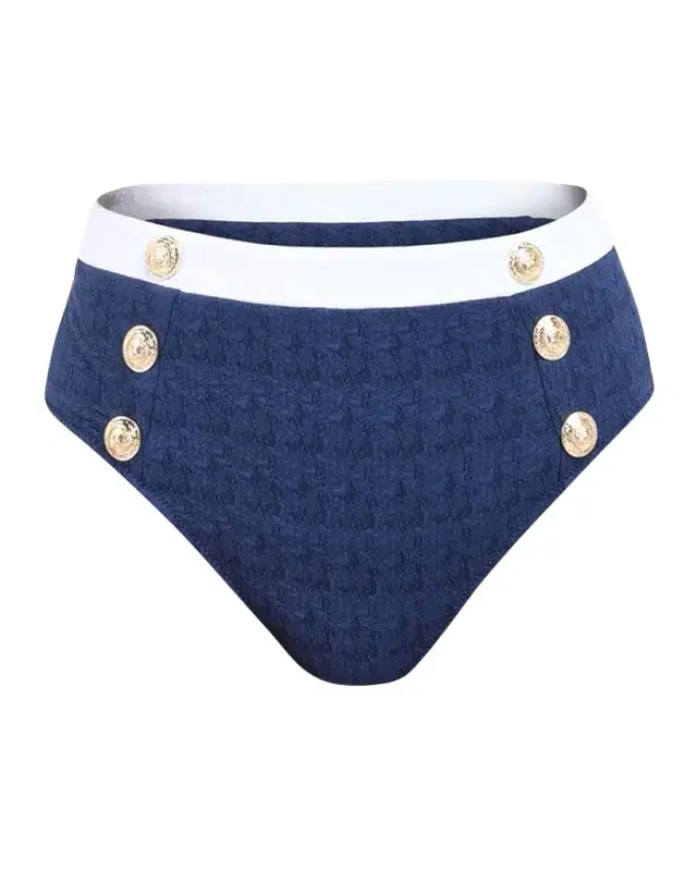 L'Agence Vanessa Colorblock Chic High-Waist Bikini Bottoms