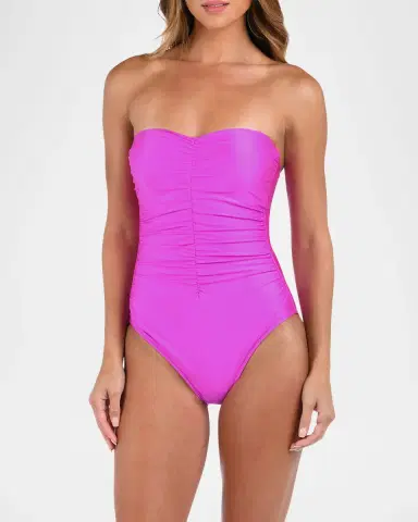 L'Agence Aubrey Shimmer Ruched One-Piece Swimsuit | Thumbnail 4 L'Agence Aubrey Shimmer Ruched One-Piece Swimsuit | Thumbnail 4