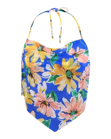 Sunshine 79 Sunflower Cowl-Neck Midkini Swim Top | Thumbnail 1 Sunshine 79 Sunflower Cowl-Neck Midkini Swim Top | Thumbnail 1