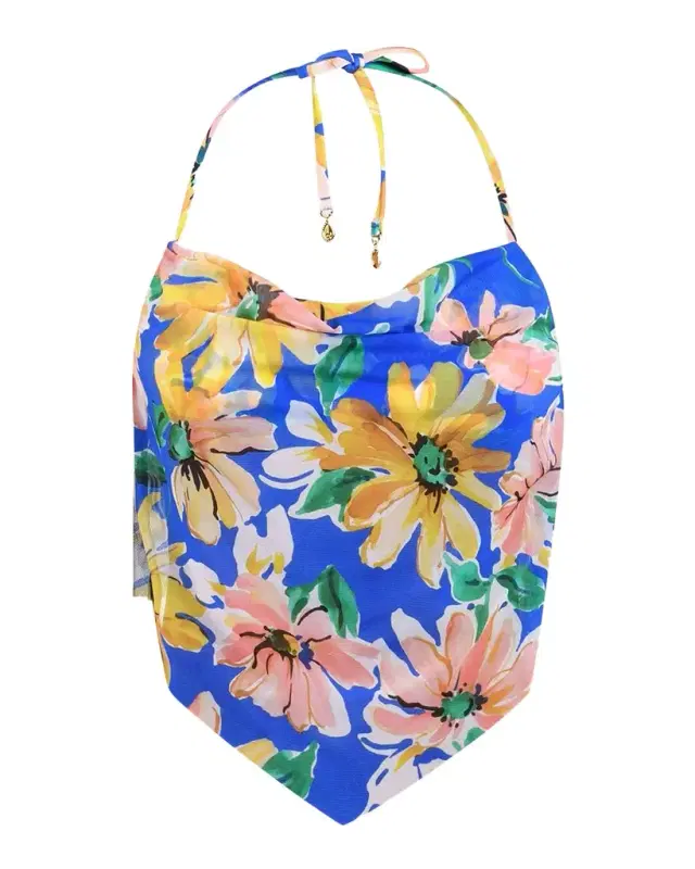 Sunshine 79 Sunflower Cowl-Neck Midkini Swim Top