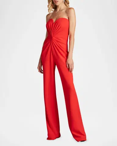 Tadashi Shoji Strapless Twist-Front Crepe Jumpsuit | Thumbnail 2