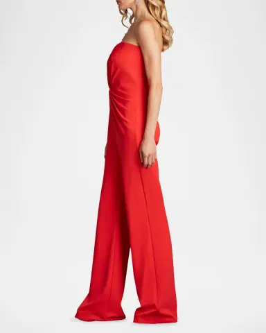 Tadashi Shoji Strapless Twist-Front Crepe Jumpsuit | Thumbnail 4