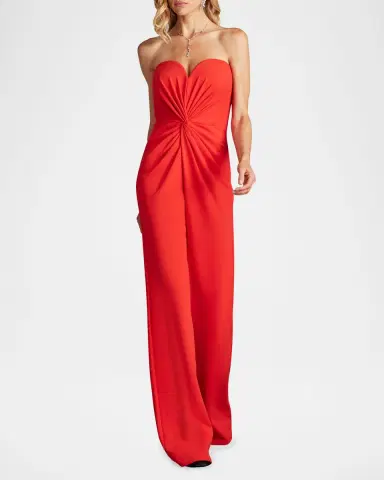 Tadashi Shoji Strapless Twist-Front Crepe Jumpsuit | Thumbnail 6