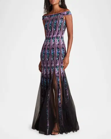 Tadashi Shoji Off-Shoulder Godet Gown | Thumbnail 2 Tadashi Shoji Off-Shoulder Godet Gown | Thumbnail 2