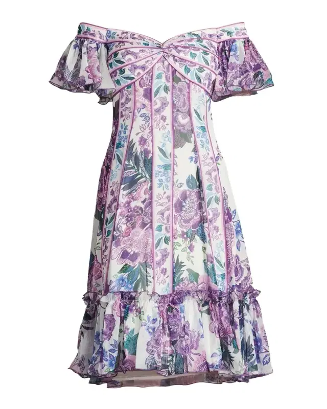 Off-Shoulder Empire Flounce Dress