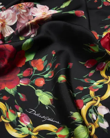 Dolce & Gabbana Floral Chain Foulard Silk Scarf | Thumbnail 3