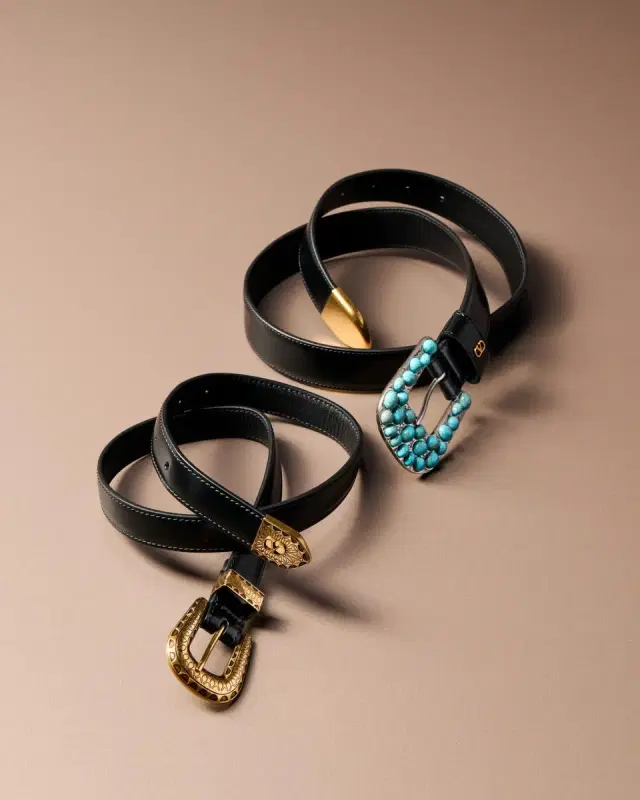 Valentino Garavani Western-Inspired Brushed Leather Belt, 30mm