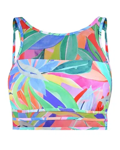 La Blanca Tropi-Flage High-Neck Midline Bikini Top | Thumbnail 1