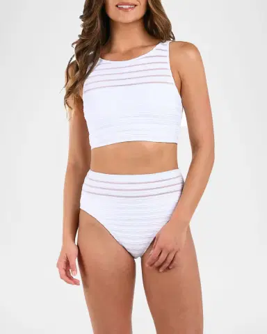 La Blanca Fluid Lines High-Neck Midline Bikini Top | Thumbnail 2