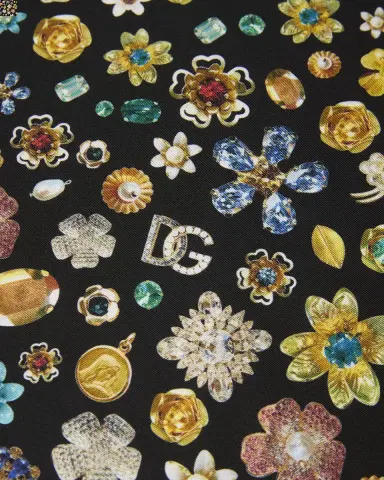 Dolce & Gabbana Floral Crystal Foulard Silk Scarf | Thumbnail 2