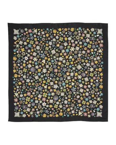 Dolce & Gabbana Floral Crystal Foulard Silk Scarf | Thumbnail 3