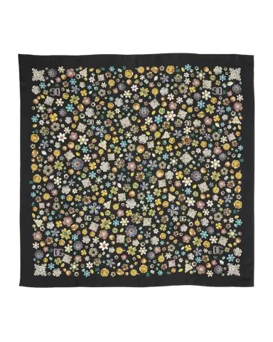 Dolce & Gabbana Floral Crystal Foulard Silk Scarf | Thumbnail 1