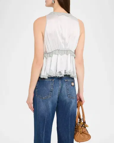 Chloé V-Neck Sleeveless Satin Babydoll Top | Thumbnail 2 Chloé V-Neck Sleeveless Satin Babydoll Top | Thumbnail 2