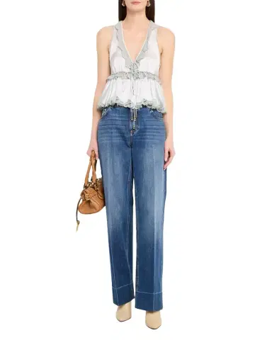 Chloé V-Neck Sleeveless Satin Babydoll Top | Thumbnail 1 Chloé V-Neck Sleeveless Satin Babydoll Top | Thumbnail 1