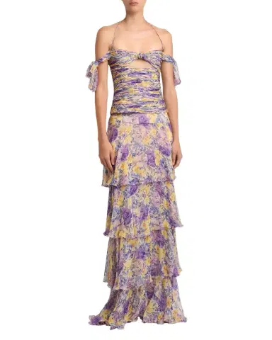 Valentino Garavani Tiered Floral Silk Chiffon Maxi Skirt | Thumbnail 1 Valentino Garavani Tiered Floral Silk Chiffon Maxi Skirt | Thumbnail 1