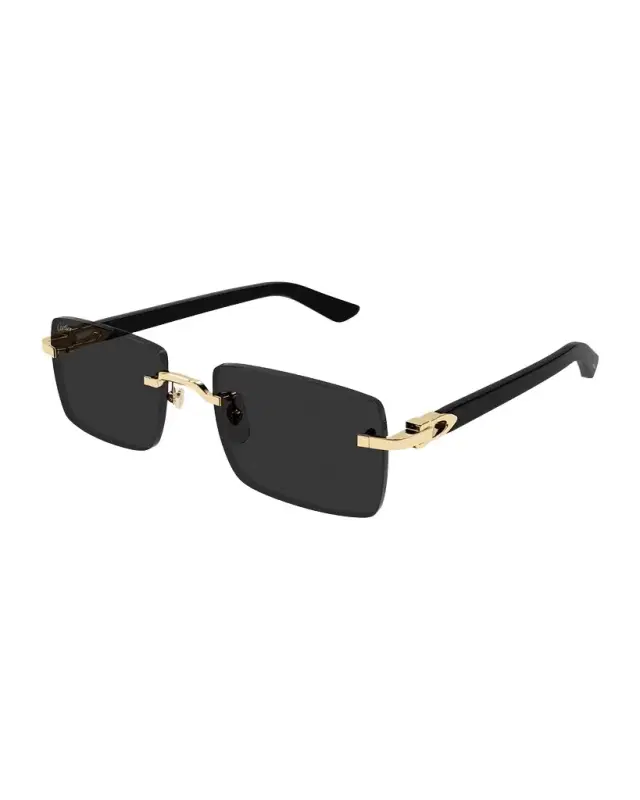 Cartier Men 's Rimless Metal C-Hinge Rectangle Sunglasses