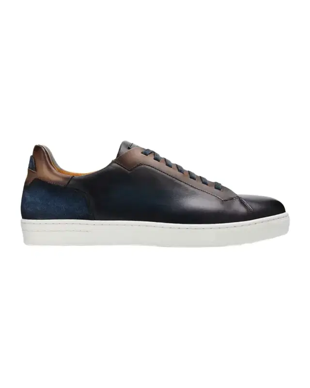 Magnanni Men's Amadeo Burnished Leather Low-Top Sneakers