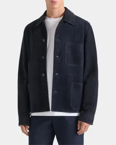 Givenchy Men's Leather Patch-Pocket Shirt Jacket | Thumbnail 3