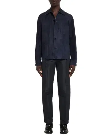 Givenchy Men's Leather Patch-Pocket Shirt Jacket | Thumbnail 1