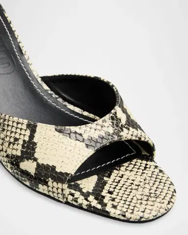Staud Brigitte Snake-Embossed Leather Wedge Mules | Thumbnail 5