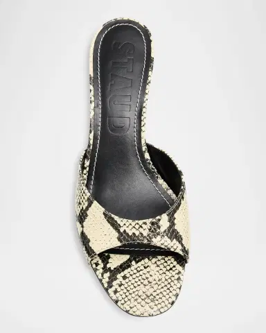 Staud Brigitte Snake-Embossed Leather Wedge Mules | Thumbnail 6