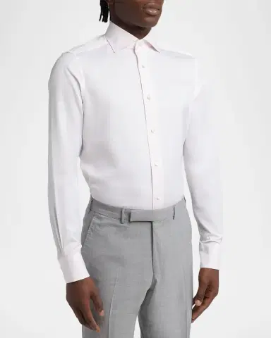 Zegna Men's Cotton Tonal Stripe Dress Shirt | Thumbnail 4 Zegna Men's Cotton Tonal Stripe Dress Shirt | Thumbnail 4