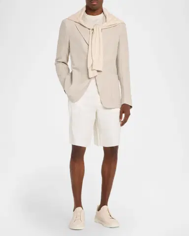 Zegna Men's Crossover Linen and Wool Single-Breasted Sport Coat | Thumbnail 2 Zegna Men's Crossover Linen and Wool Single-Breasted Sport Coat | Thumbnail 2