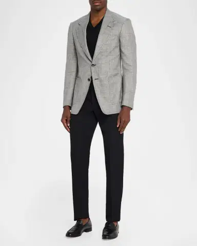 TOM FORD Men's Shelton Wool and Linen Chevron Sport Coat | Thumbnail 2