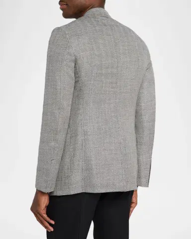 TOM FORD Men's Shelton Wool and Linen Chevron Sport Coat | Thumbnail 3