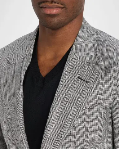 TOM FORD Men's Shelton Wool and Linen Chevron Sport Coat | Thumbnail 5